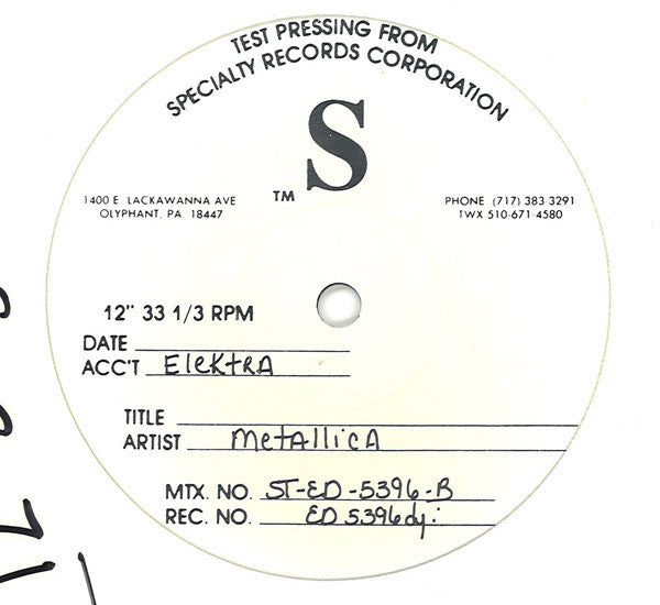 Metallica : ...And Justice For All (12",33 ⅓ RPM,Single,Test Pressing)