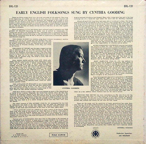 Cynthia Gooding : Queen Of Hearts (Early English Folksongs Sung By Cynthia Gooding) (LP,Reissue)