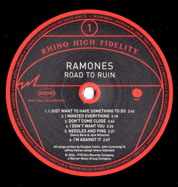 Ramones : Road To Ruin (LP,Album,Limited Edition,Numbered,Reissue,Stereo)