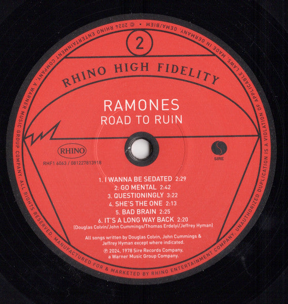 Ramones : Road To Ruin (LP,Album,Limited Edition,Numbered,Reissue,Stereo)