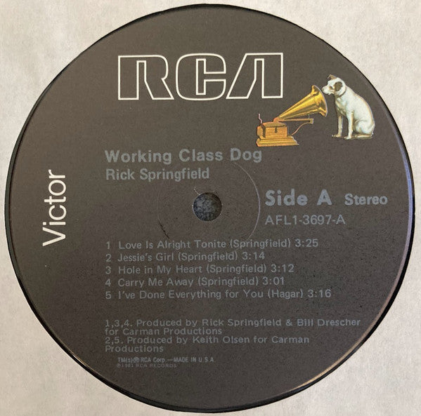 Rick Springfield : Working Class Dog (LP,Album,Stereo)