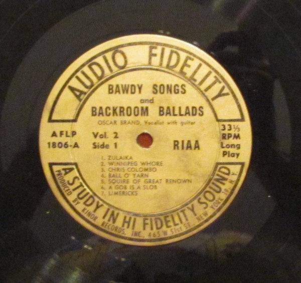 Oscar Brand : Bawdy Songs And Backroom Ballads - Vol. II (LP,Album)