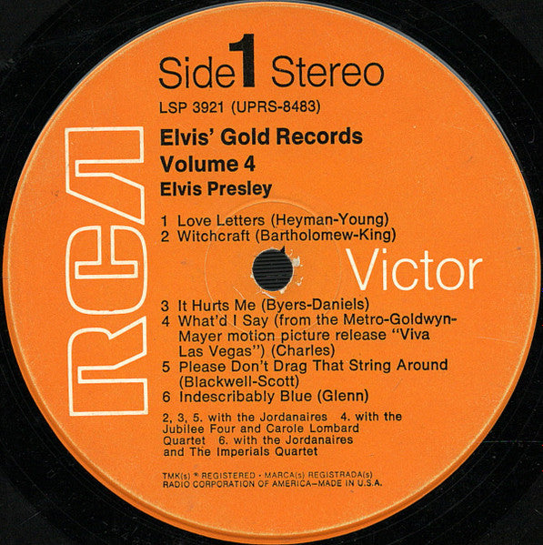 Elvis Presley : Elvis' Gold Records - Volume 4 (LP,Stereo,Compilation,Reissue)