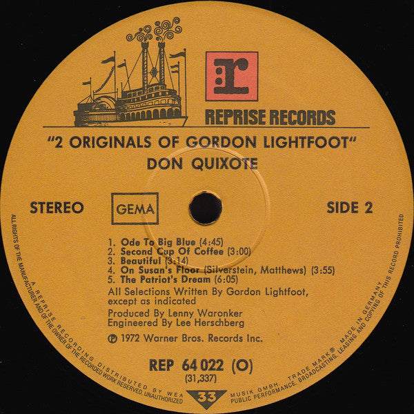 Gordon Lightfoot : 2 Originals Of Gordon Lightfoot (LP,Album,Compilation)