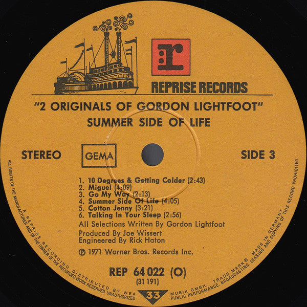 Gordon Lightfoot : 2 Originals Of Gordon Lightfoot (LP,Album,Compilation)