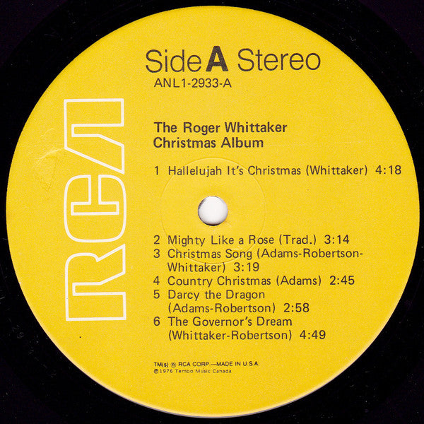Roger Whittaker : The Roger Whittaker Christmas Album (LP,Album,Stereo)