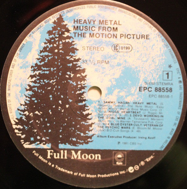 Various : Heavy Metal - Music From The Motion Picture (LP,Compilation,Stereo)