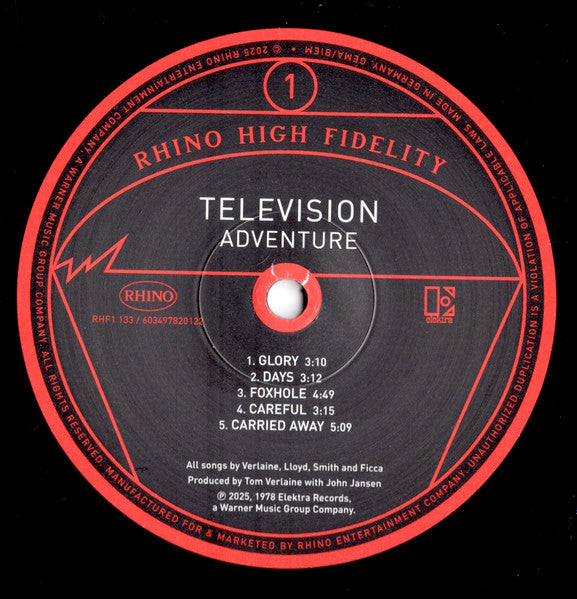 Television : Adventure (LP,Album,Limited Edition,Numbered,Reissue,Stereo)