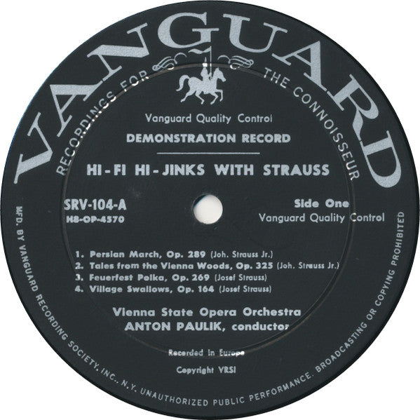 Anton Paulik Conducting The Orchester Der Wiener Staatsoper : Hi-Fi Hi-Jinks With Strauss (LP,Album,Mono)