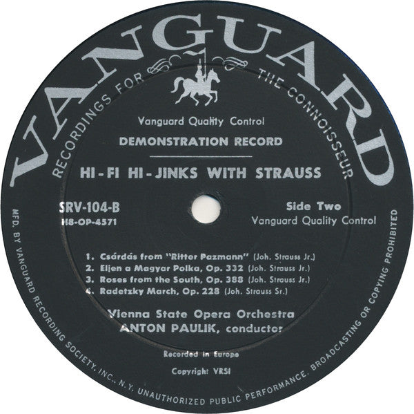 Anton Paulik Conducting The Orchester Der Wiener Staatsoper : Hi-Fi Hi-Jinks With Strauss (LP,Album,Mono)