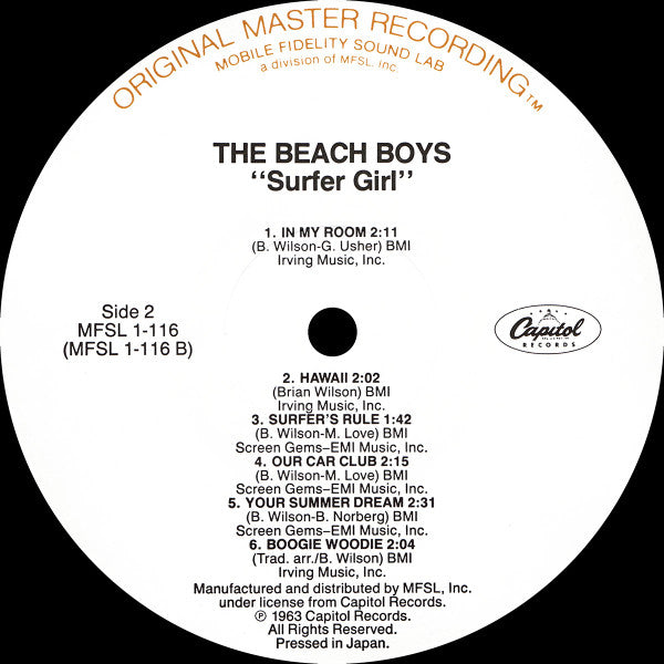 Beach Boys, The : Surfer Girl (LP,Album,Limited Edition,Reissue,Remastered,Stereo)