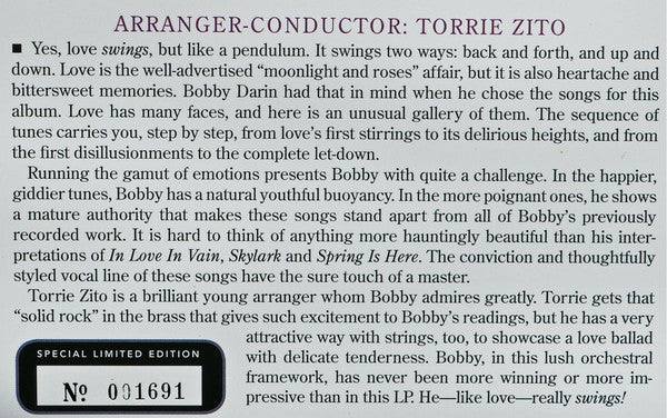 Bobby Darin : Love Swings (LP,Album,Limited Edition,Numbered,Reissue,Remastered)