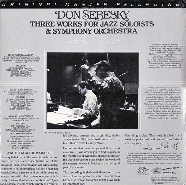 Don Sebesky : Three Works For Jazz Soloists & Symphony Orchestra (LP,Album)