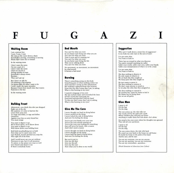 Fugazi : Fugazi (12",33 ⅓ RPM,EP)