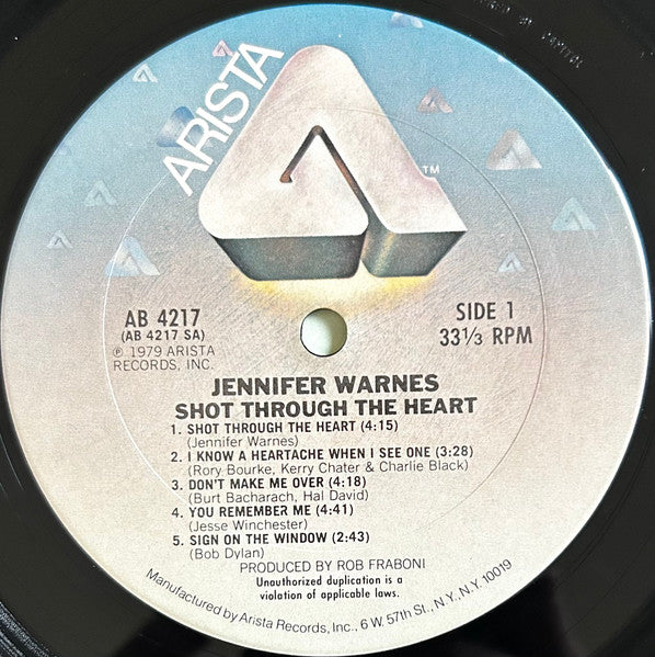 Jennifer Warnes : Shot Through The Heart (LP,Album,Club Edition,Stereo)