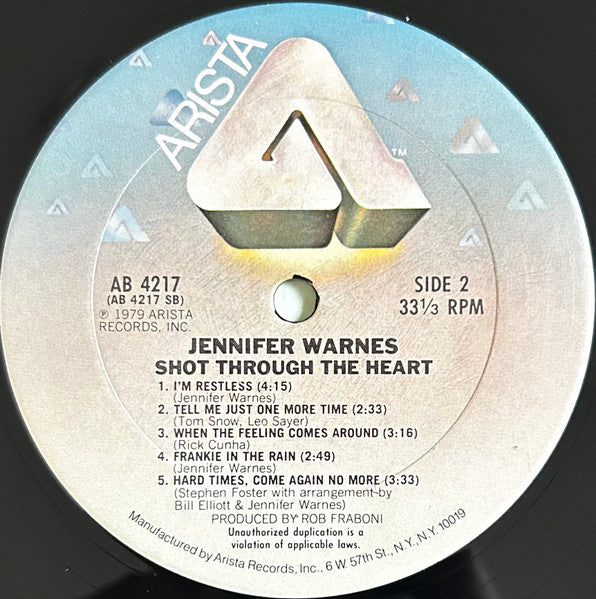 Jennifer Warnes : Shot Through The Heart (LP,Album,Club Edition,Stereo)