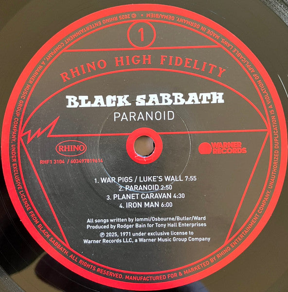 Black Sabbath : Paranoid (LP,Album,Limited Edition,Reissue,Stereo)