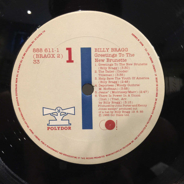 Billy Bragg : Greetings To The New Brunette (12",33 ⅓ RPM,EP)