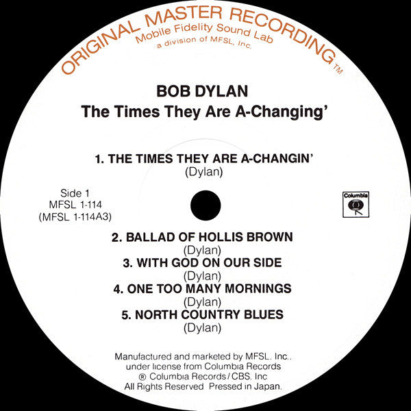 Bob Dylan : The Times They Are A-Changin' (LP,Album,Reissue,Remastered,Stereo)