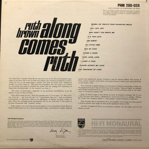 Ruth Brown : Along Comes Ruth (LP,Mono)