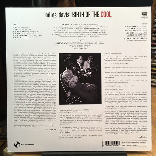 Miles Davis : Birth Of The Cool (LP,Album,Compilation,Reissue,Remastered)
