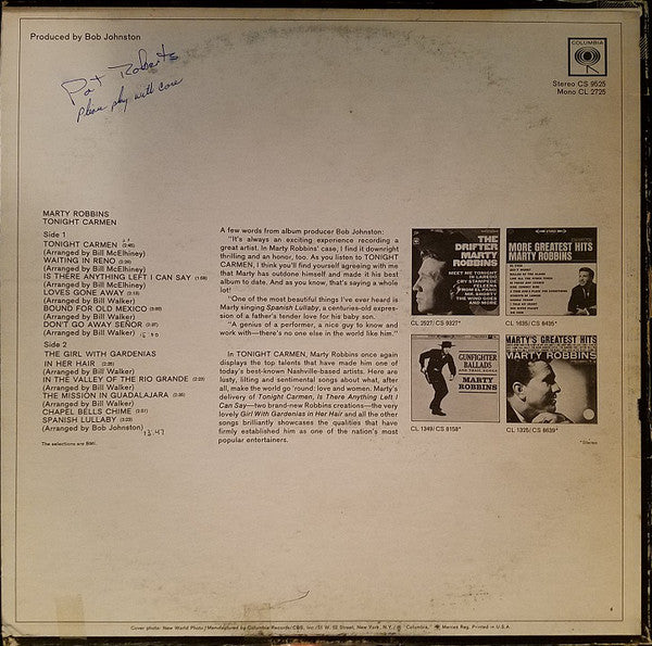 Marty Robbins : Tonight Carmen (LP,Album)