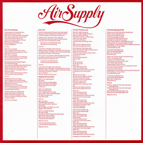 Air Supply : The One That You Love (LP,Album,Remastered)