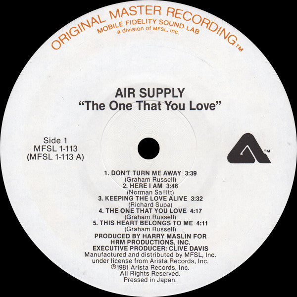 Air Supply : The One That You Love (LP,Album,Remastered)