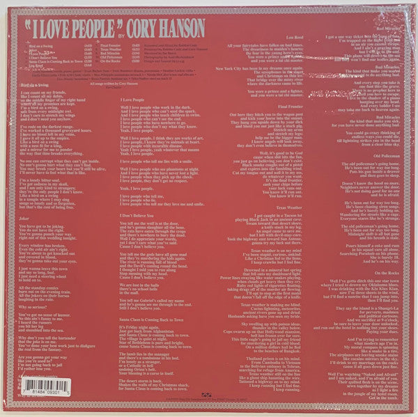 Cory Thomas Hanson : "I Love People" (LP,Album,Stereo)