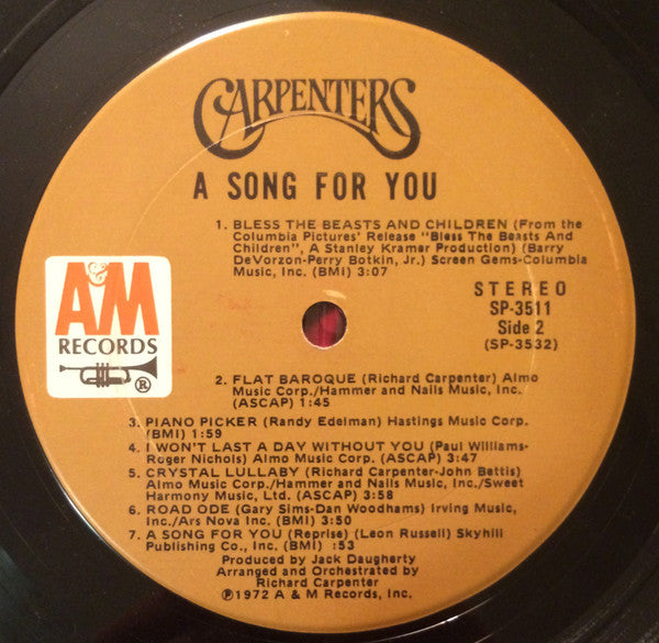 Carpenters : A Song For You (LP,Album,Stereo)