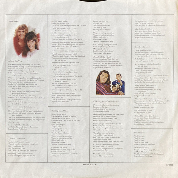 Carpenters : A Song For You (LP,Album,Stereo)