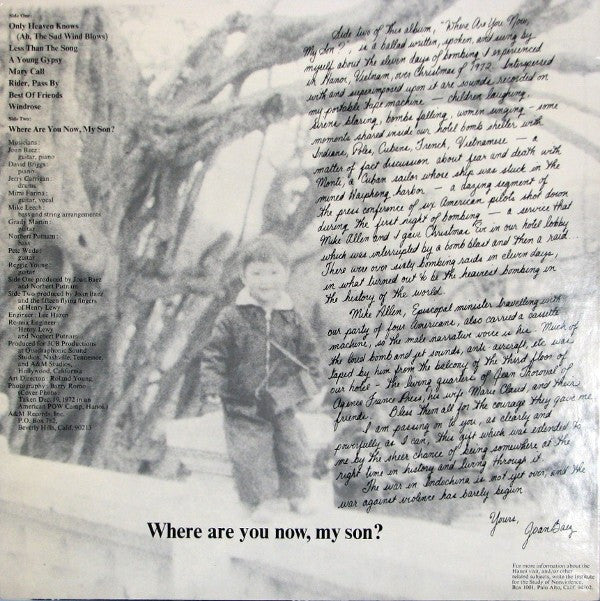 Joan Baez : Where Are You Now, My Son? (LP,Album)