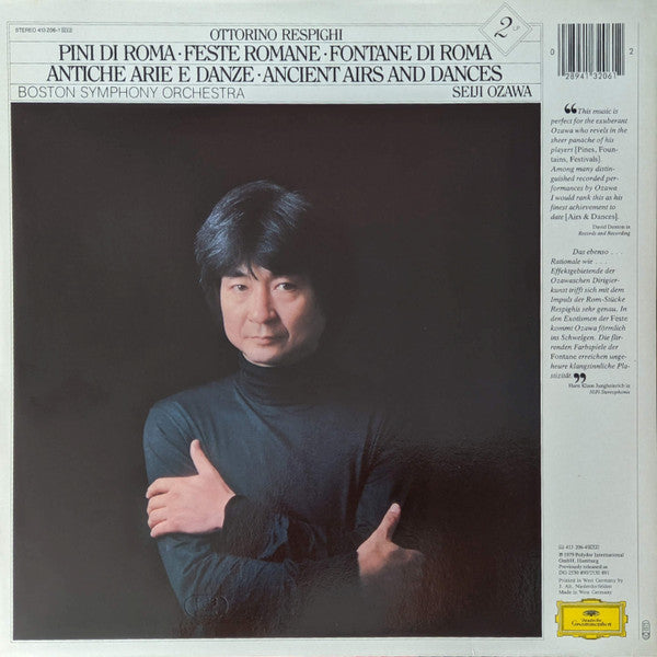 Ottorino Respighi / Boston Symphony Orchestra · Seiji Ozawa : Pini Di Roma · Feste Romane · Fontane Di Roma · Antiche Arie E Danze (LP,Album,Reissue)
