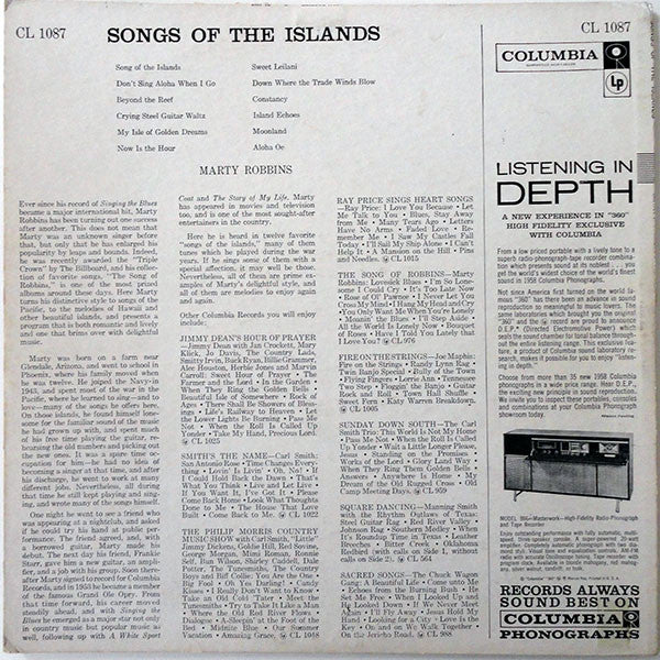 Marty Robbins : Song Of The Islands (LP)