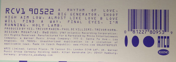 Yes : Big Generator (LP,Album,Limited Edition,Reissue,Stereo)