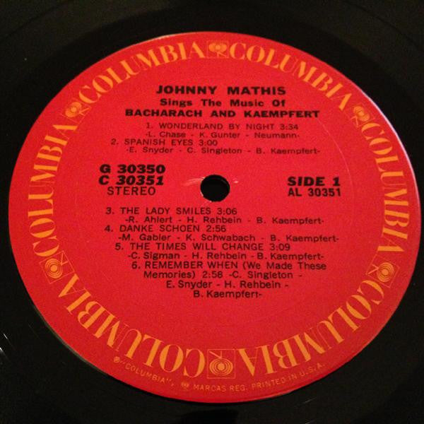 Johnny Mathis : Johnny Mathis Sings The Music Of Bacharach & Kaempfert (LP,Compilation)