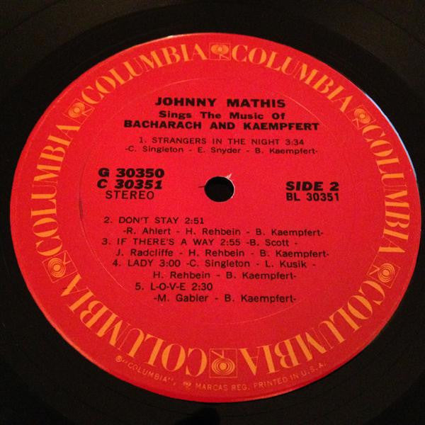 Johnny Mathis : Johnny Mathis Sings The Music Of Bacharach & Kaempfert (LP,Compilation)