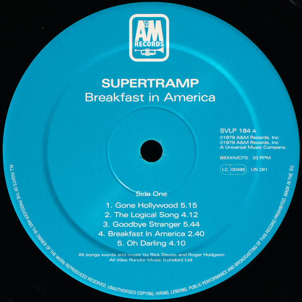 Supertramp : Breakfast In America (LP,Album,Limited Edition,Reissue,Stereo)