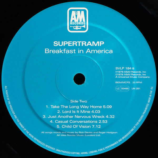 Supertramp : Breakfast In America (LP,Album,Limited Edition,Reissue,Stereo)