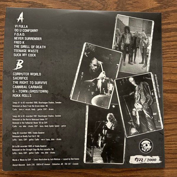 Black Uniforms : Splatter Punx On Acid (LP,Compilation,Limited Edition,Numbered)