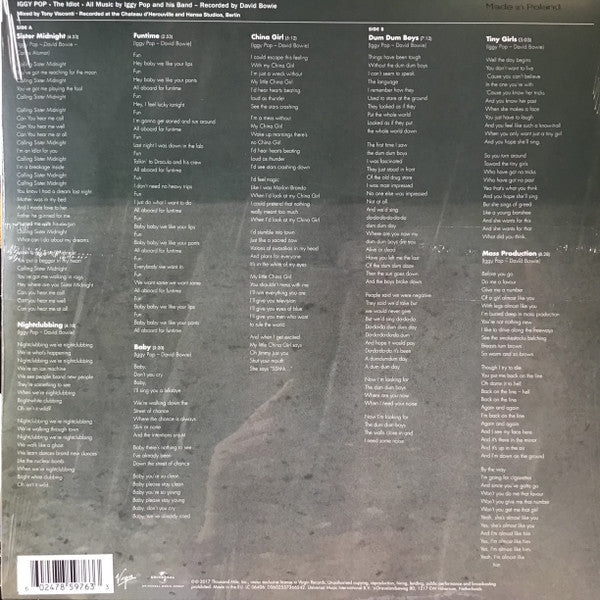 Iggy Pop : The Idiot (LP,Album,Limited Edition,Reissue,Stereo)