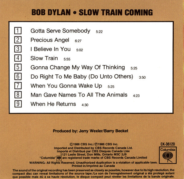 Bob Dylan : Slow Train Coming (Album,Reissue)