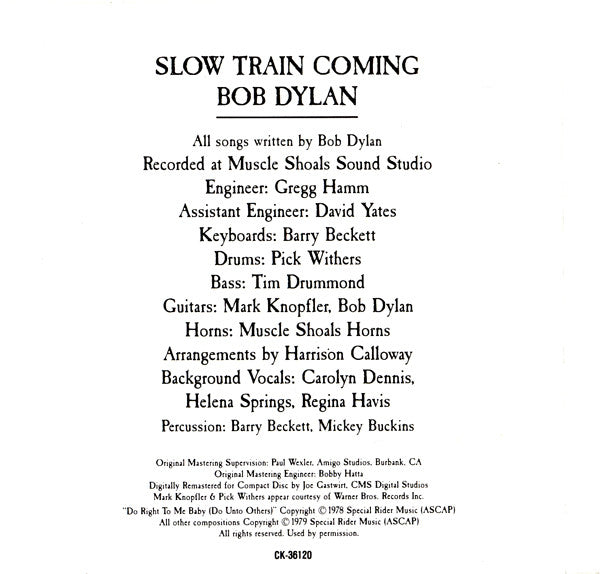 Bob Dylan : Slow Train Coming (Album,Reissue)