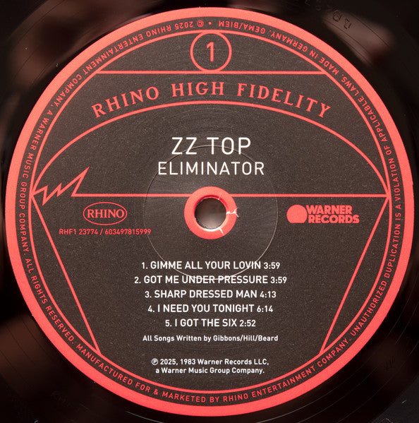 ZZ Top : Eliminator (LP,Album,Limited Edition,Reissue,Remastered)