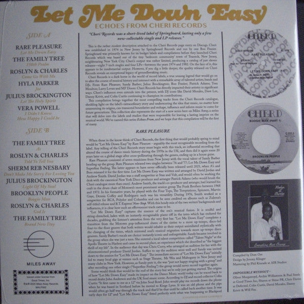 Various : Let Me Down Easy (Echoes From Cheri Records) (LP,Compilation)