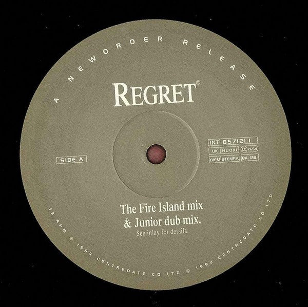 New Order : Regret (12",Single,33 ⅓ RPM)
