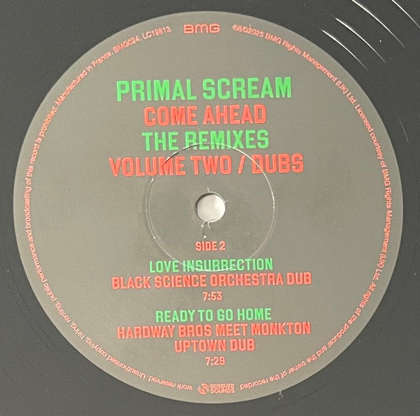 Primal Scream : Come Ahead The Remixes Volume Two Dubs (LP,Limited Edition,Stereo)