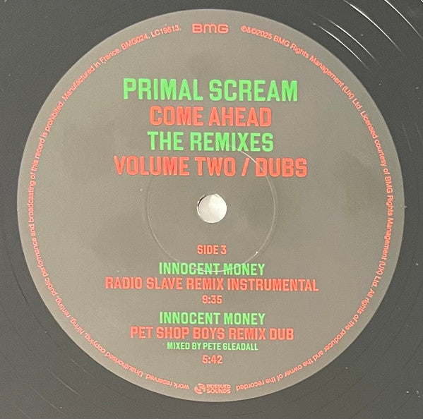 Primal Scream : Come Ahead The Remixes Volume Two Dubs (LP,Limited Edition,Stereo)