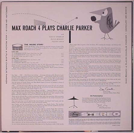 Max Roach Quartet : The Max Roach 4 Plays Charlie Parker (LP,Album,Stereo)