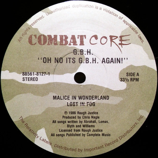 G.B.H. : Oh No It's G.B.H. Again! (12",33 ⅓ RPM,EP,Stereo)